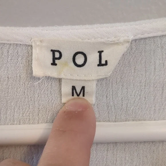 POL White Boho Peasant Blouse Tassel Tie Bell Sleeves Crochet Detail Medium - Picture 2 of 12